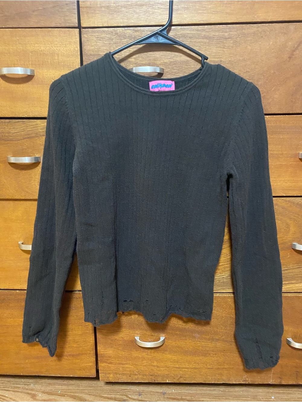 Edikted Black Ribbed Crewneck Sweater